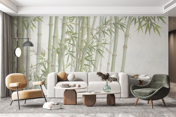 Carta da parati Una fitta foresta di bambù con alti steli di bambù e foglie, Carta da parati Foresta, Carta da parati bambù, w08237 : Uwalls.it
