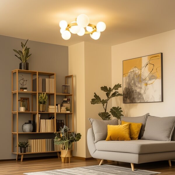 Brilagi - Lampadario a plafone LED MILLA 10xG9/3W/230V oro/bianco