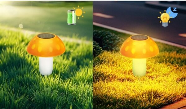Aigostar - Lampada LED solare LED/0,024W/1,2V 200 mAh 2700K IP44 fungo porcino