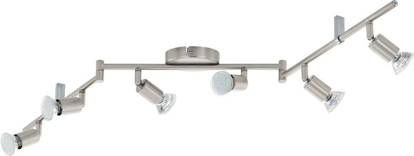 Spot Moderno Buzz Led In Acciaio Nichel Satinato 6 Luci Gu10 2,8W Ip20