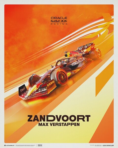 Stampa d'arte Oracle Red Bull Racing - Max Verstappen - Dutch Grand Prix - 2022, (40 x 50 cm)
