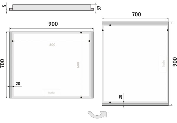 NIMCO ZP 11019 - Specchio da bagno retroilluminato a LED 6500K 70x90 cm IP44