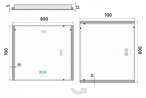 NIMCO ZP 11003VX - Specchio da bagno retroilluminato a LED 3000-6500K 70x80 cm IP44