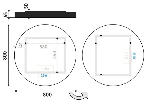 NIMCO ZPC 31002RVX-90 - Specchio da bagno LED retroilluminato 3000-6500K 80 cm IP44