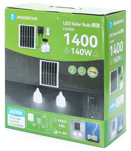 Aigostar - Lampadario solare LED 2xLED/70W/12V 12000 mAh 6500K diametro 12 cm
