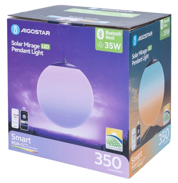 Aigostar-LED RGBW Lampadario solare MESH 35W/3,7V 8000 mAh 2700K-6500K IP65 d. 30 cm