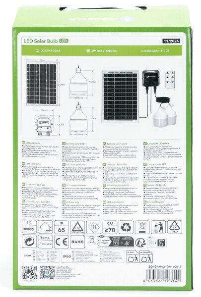 Aigostar - Lampadario solare LED 2xLED/35W/12V 6000 mAh 6500K diametro 10 cm