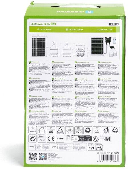 Aigostar - Lampadario solare LED con sensore 2xLED/35W/12V 6000 mAh 6500K diametro 10 cm