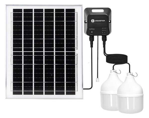 Aigostar - Lampadario solare LED 2xLED/70W/12V 12000 mAh 6500K diametro 12 cm