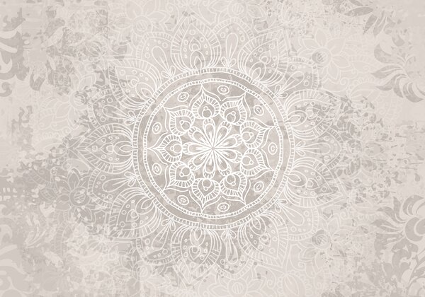 Carta da parati Mandala bianco e grigio, Carta da parati design, Carta da parati popolare, w08246 - Tapeko.it