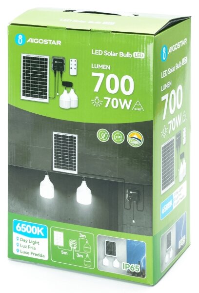 Aigostar - Lampadario solare LED 2xLED/35W/12V 6000 mAh 6500K diametro 10 cm