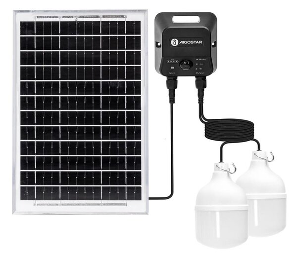 Aigostar - Lampadario solare LED con sensore 2xLED/35W/12V 6000 mAh 6500K diametro 10 cm