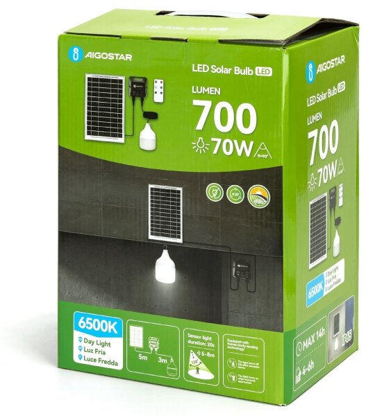 Aigostar - Lampadario solare LED con sensore LED/70W/12V 6000 mAh 6500K diametro 12 cm