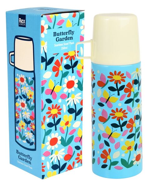 Borraccia termica blu/color crema 350 ml Butterfly Garden – Rex London