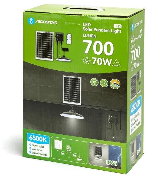 Aigostar - Lampadario solare LED LED/70W/12V 6000 mAh 6500K diametro 23,5 cm