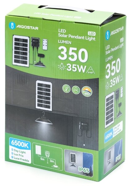 Aigostar - Lampadario solare LED LED/35W/12V 3000 mAh 6500K diametro 15 cm