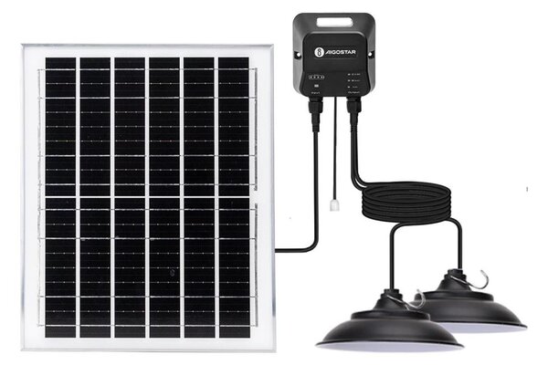 Aigostar - Lampadario solare LED 2xLED/70W/12V 12000 mAh 6500K diametro 23,5 cm