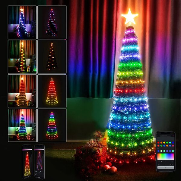 Albero di Natale a Cono Pieghevole Ø40x120 cm con 160 LED RGB Smart e Controllo App