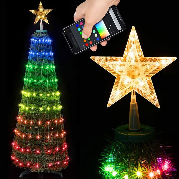 Albero di Natale a Cono Pieghevole Ø40x120 cm con 160 LED RGB Smart e Controllo App