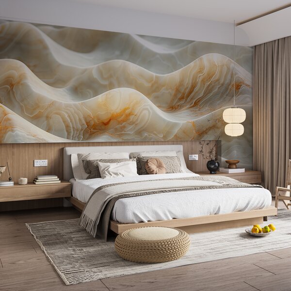 Carta da parati Onde di marmo nei colori beige, Carta da parati 3D, w01488 : Uwalls.it