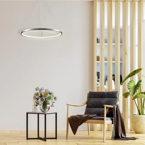 Lampadario LED a sospensione con filo LEA LED/20W/230V 4000K diametro 50 cm cromo opaco