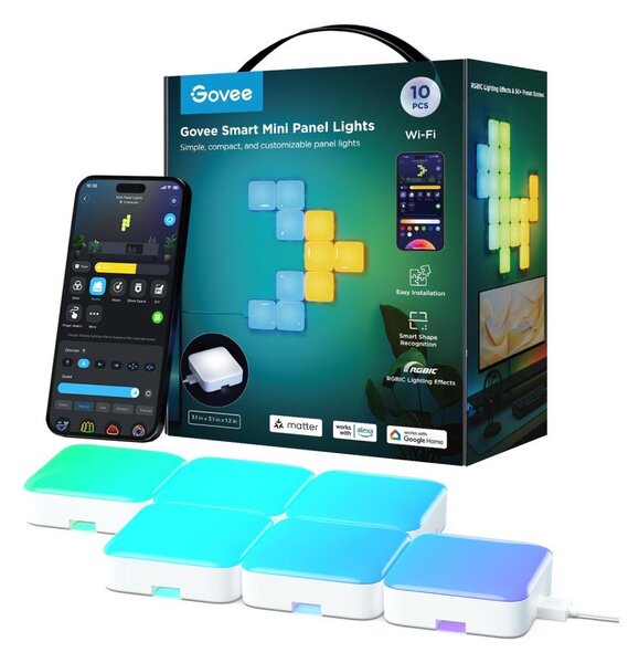 Govee - 10 pannelli mini RGBIC smart Wi-Fi