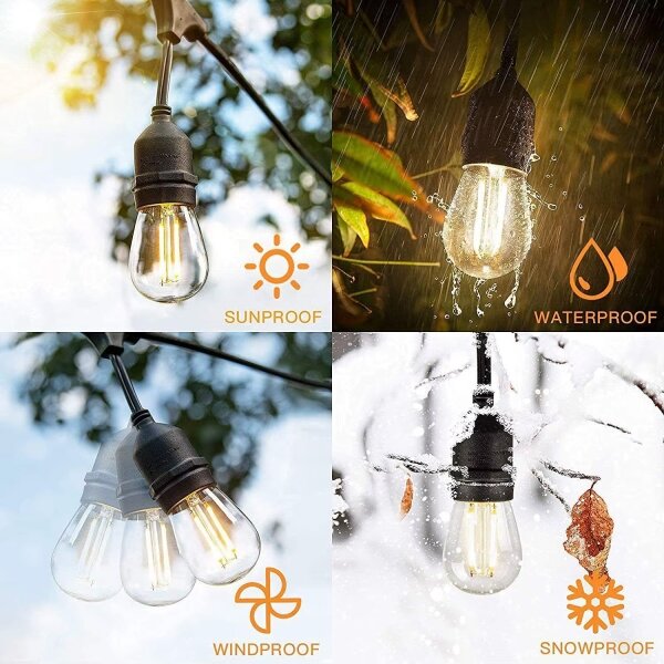 Catena decorativa LED esterna 20xE27/1W/230V 20 m IP65 nero
