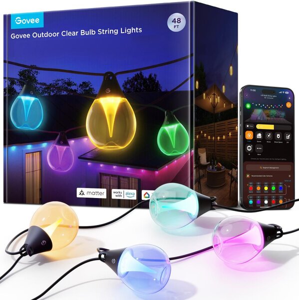 Govee-LED RGBICW Catena decorativa per esterni dimmerabile LED/24W/230V IP67 2700-6500K Wi-Fi