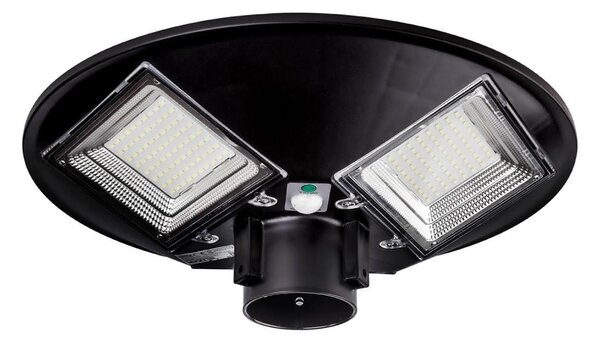 Lampione solare LED con sensore, 15W/6V, 6500K, IP65, nero + telecomando