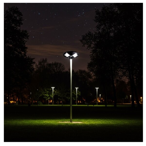 Lampione solare LED con sensore, 15W/6V, 6500K, IP65, nero + telecomando