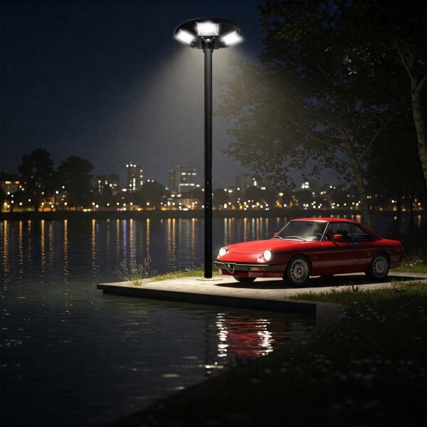 Lampione solare stradale a LED con sensore LED/22W/6V 6500K IP65 nero + telecomando
