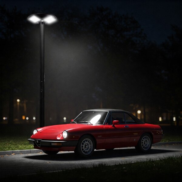 Lampione solare LED con sensore, 15W/6V, 6500K, IP65, nero + telecomando