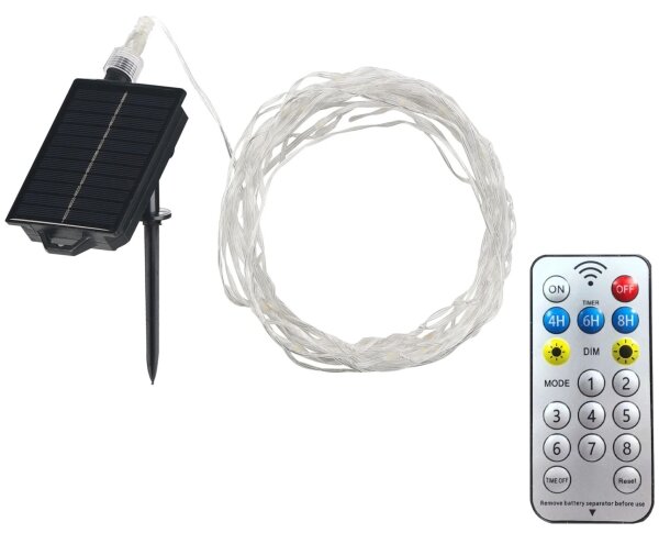 LED Solare catena decorativa LED/3,7V 1800 mAh 10 m IP44 + telecomando