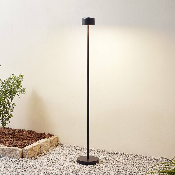 Lampada da terra ricaricabile Lindby LED Isason, nero, alluminio, Ø 11 cm