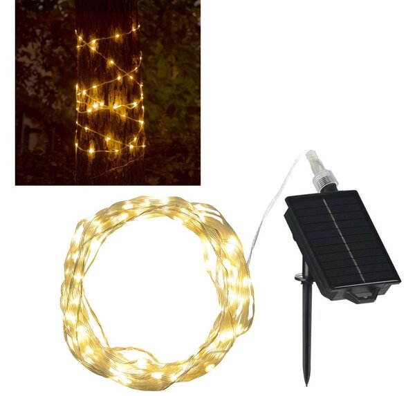 LED Solare catena decorativa LED/3,7V 1800 mAh 10 m IP44 + telecomando