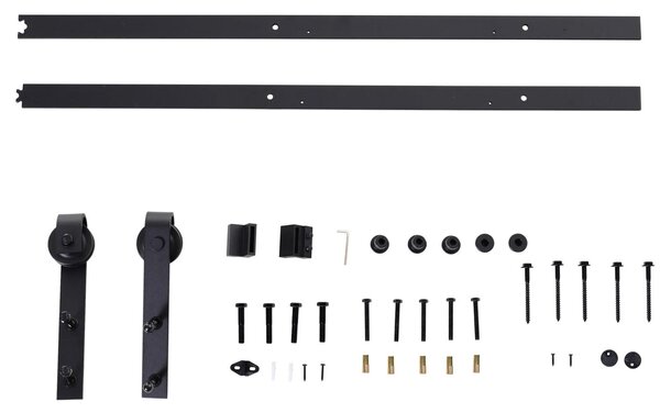 Binario Per Porte Scorrevoli Con Kit Di Accessori Nero 200x4x0.6