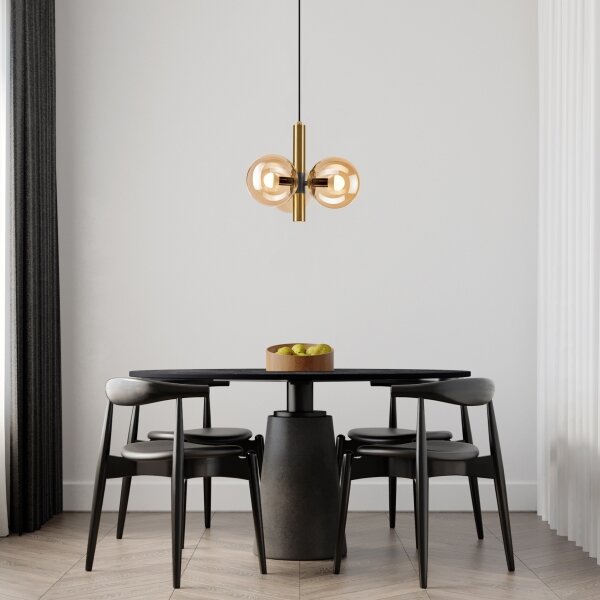 Lampadario a sospensione con filo ROLLO 3xE14/5W/230V oro/fumé beige