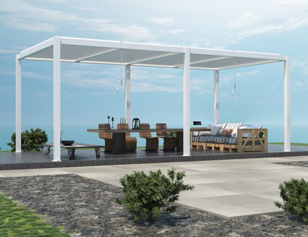 VivaGarden Pergola Bioclimatica da Esterno in Alluminio Copertura a Lamelle Orientabili Dimensioni 7,8x4x2,5 mt colore Bianco