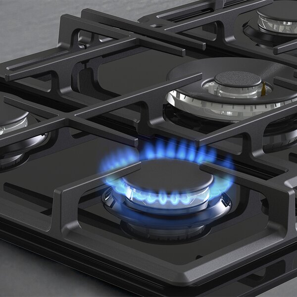 Hisense Piano Cottura 5 Fuochi a Gas 74 cm (1 Bruciatore Wok) in Vetro colore Nero - GED773B
