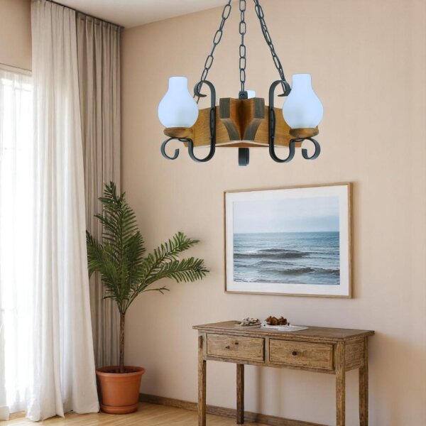 Brilagi - Lampadario a sospensione con catena QUEEN 3xE14/40W/230V faggio