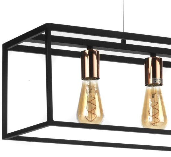 ONLI - Lampadario a sospensione con filo FLOKI 4xE27/15W/230V nero/rame