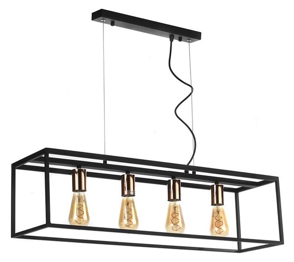 ONLI - Lampadario a sospensione con filo FLOKI 4xE27/15W/230V nero/rame