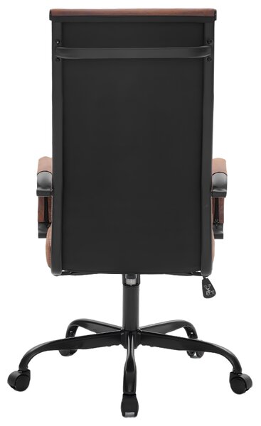 Sedia da Ufficio Girevole Industrial 65x109-119 cm con Braccioli e Pistone a Gas in Ecopelle e Nylon Nero