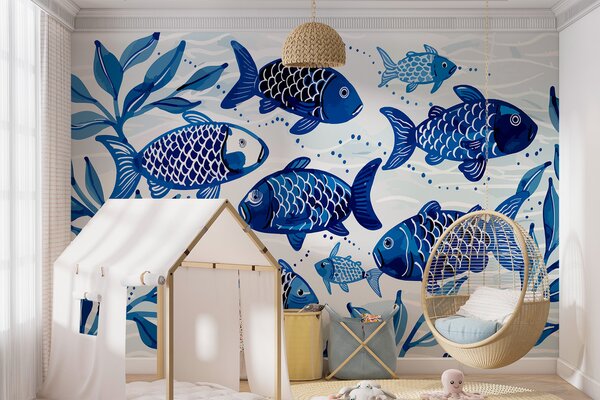 Carta da parati Pesce blu, Carta da parati Mare, w01062 : Uwalls.it