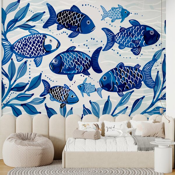 Carta da parati Pesce blu, Carta da parati Mare, w01062 : Uwalls.it