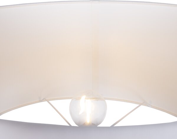 Lampada da terra beige con paralume ovale bianco lino 50cm - Thijmen