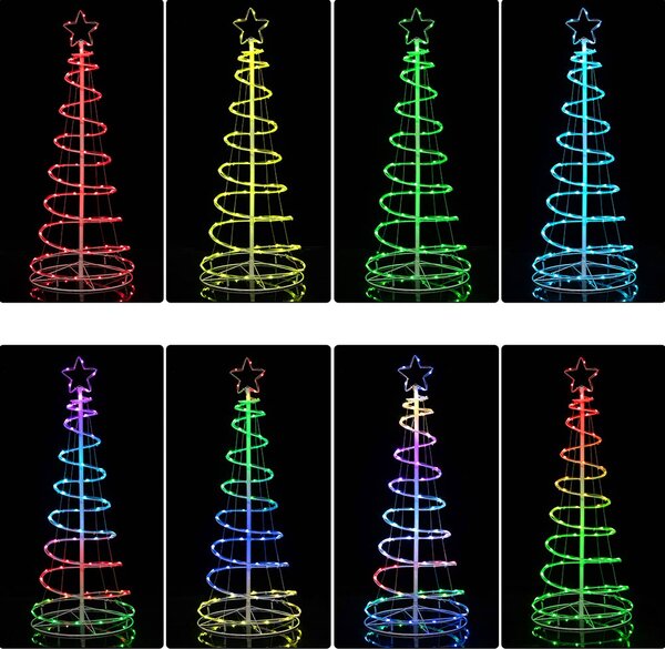 Albero di Natale Luminoso a Spirale Ø57,5x210 cm con 200 LED RGB e Telecomando in Ferro e PVC