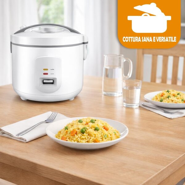Cuociriso Elettrico 1,8 L 700 W con Vaporiera e Mantenimento al Caldo Automatico
