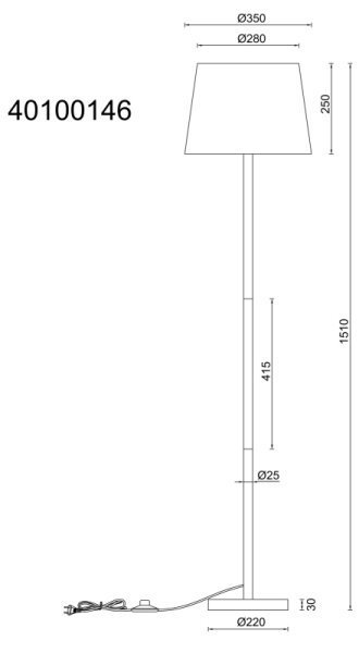Globo 40100146 - Lampada con piedistallo JORIS 1xE27/40W/230V