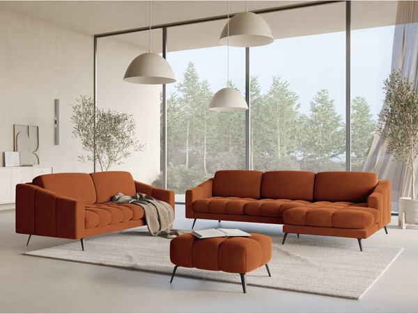 Divano arancione con rivestimento in velluto 238 cm Nalu – Makamii